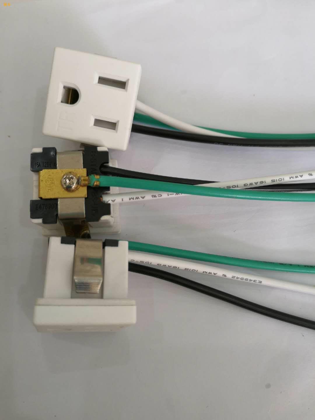 TR美式插座带线美规卡式插座带线材插座