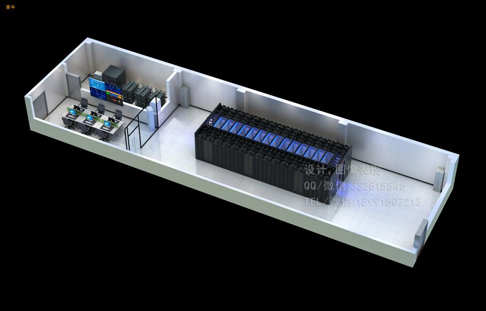西安微模块科士达机房效果图制作|三层研发室机房