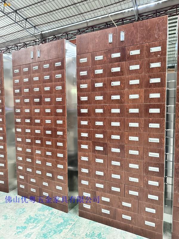 梅州市中药斗参茸柜不锈钢中医药橱柜定做木质药材柜厂家